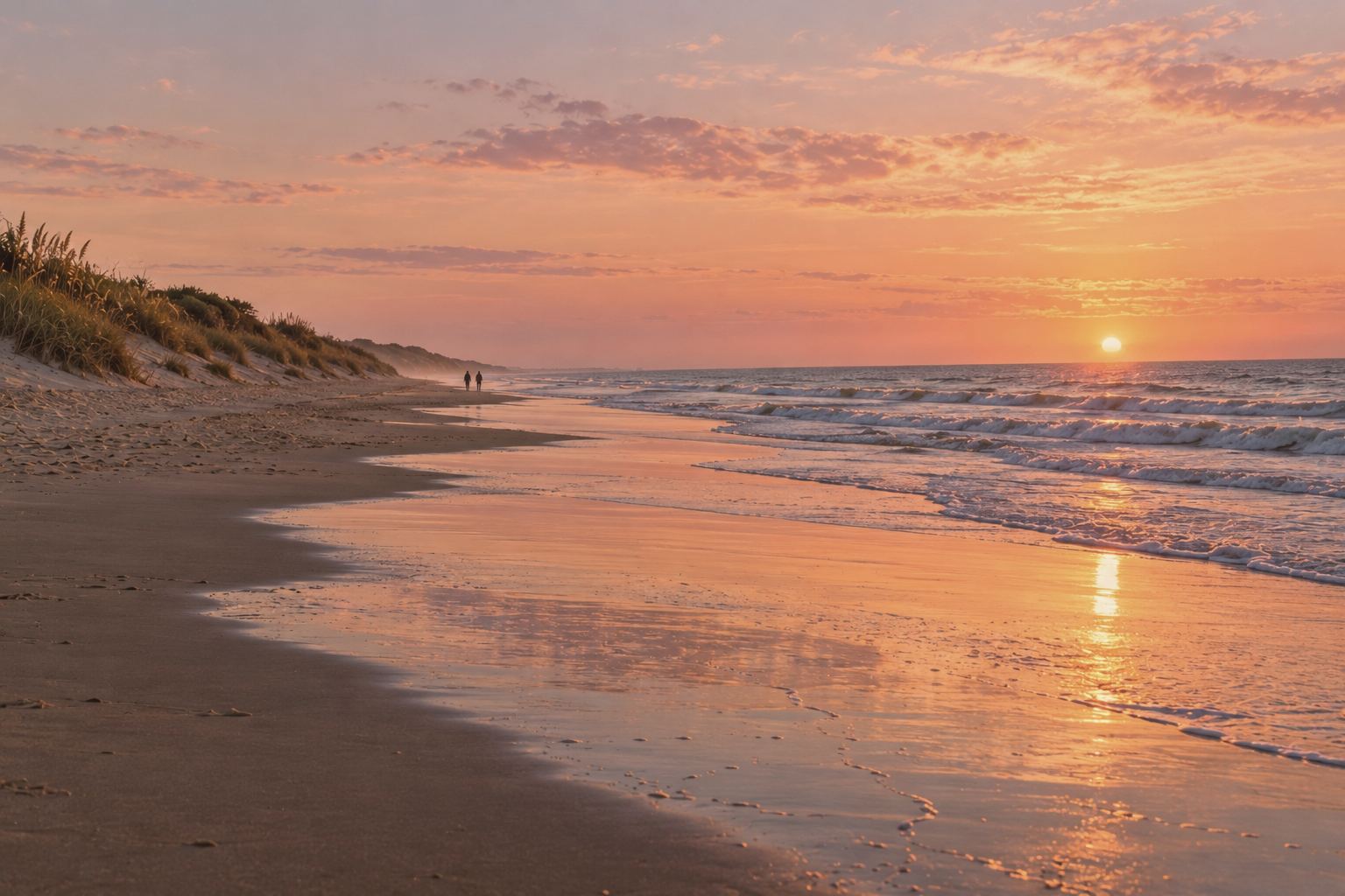 Imagen ilustrativa del amanecer sobre la orilla de Pinamar